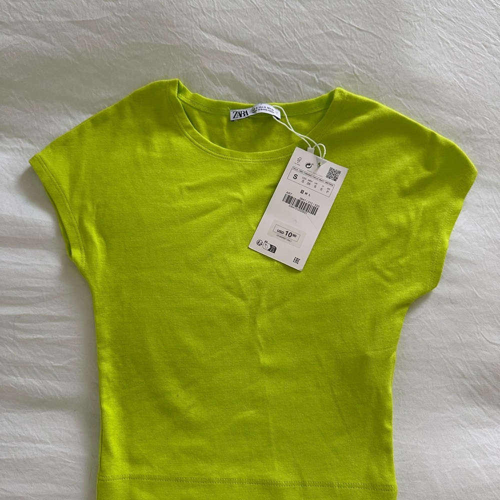 Zara Neon Green Short Sleeve Top
